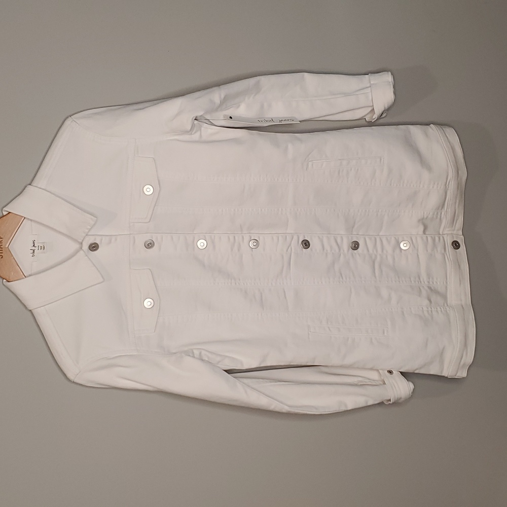 NWT Tribal Jeans LONG white stretchy jacket size xs